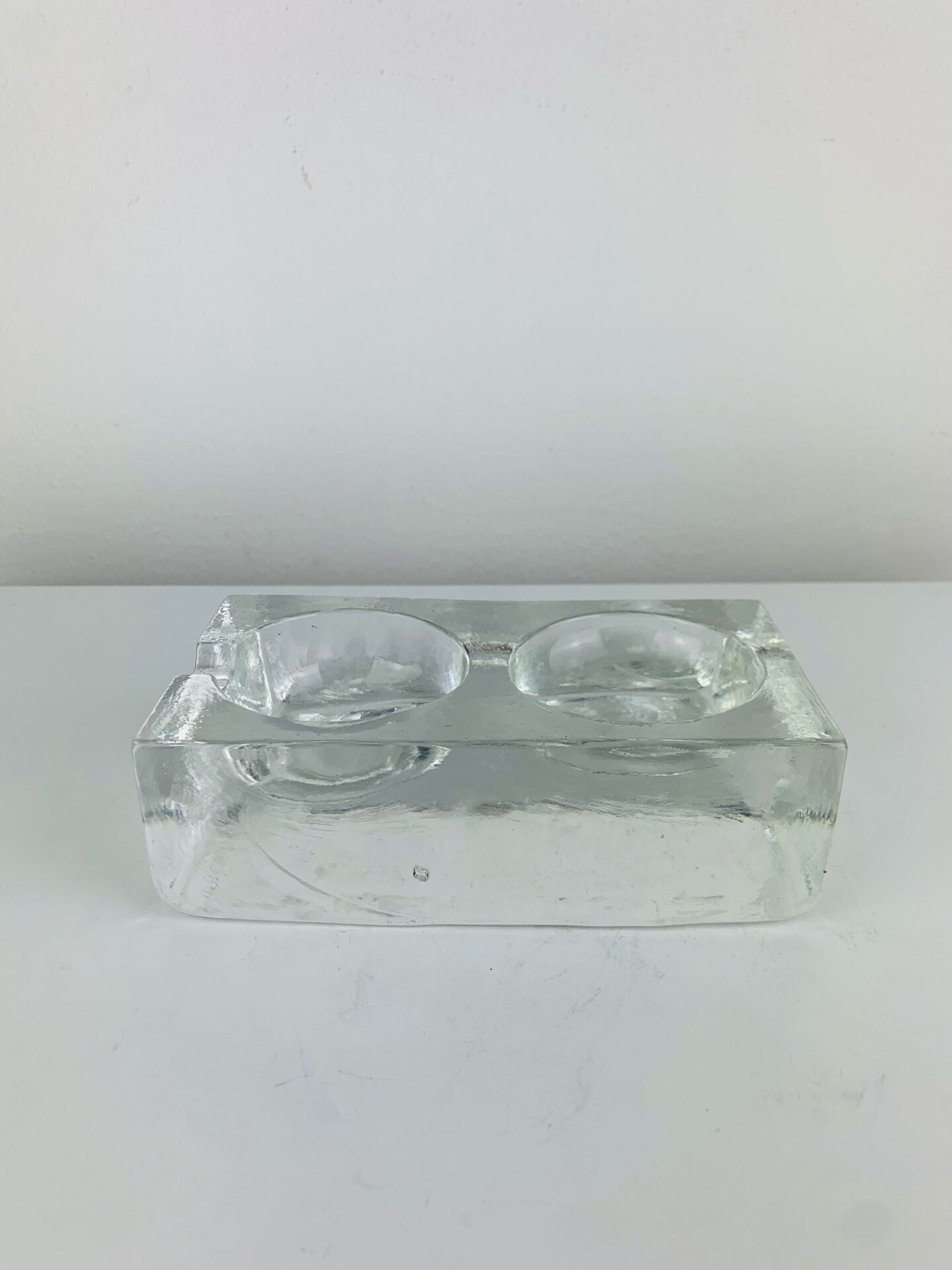 Vintage moulded glass "ice cube" catchall or ashtray