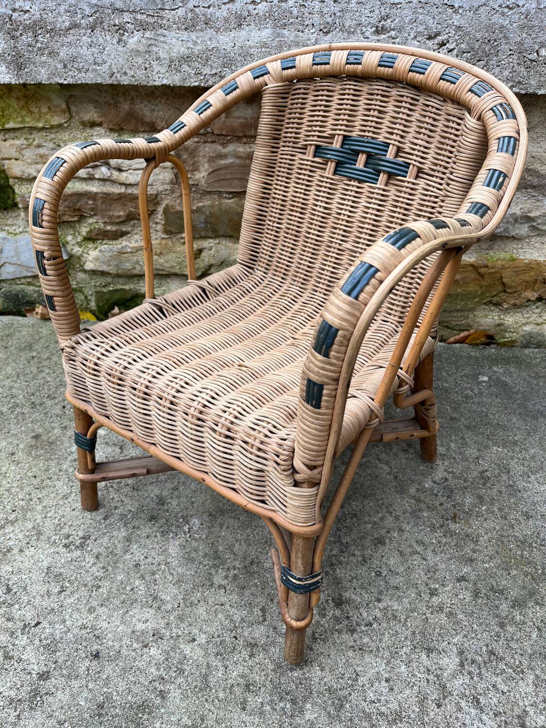 Fauteuil en rotin enfant vintage
