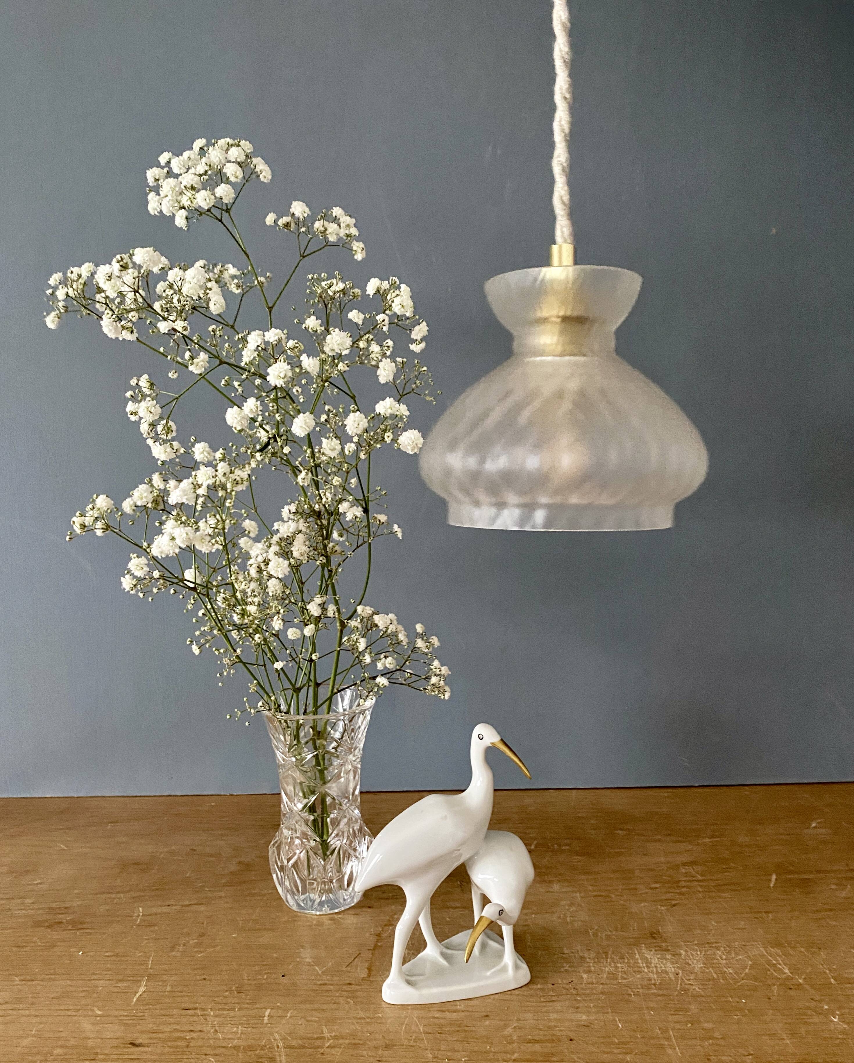Suspension vintage en verre dépoli