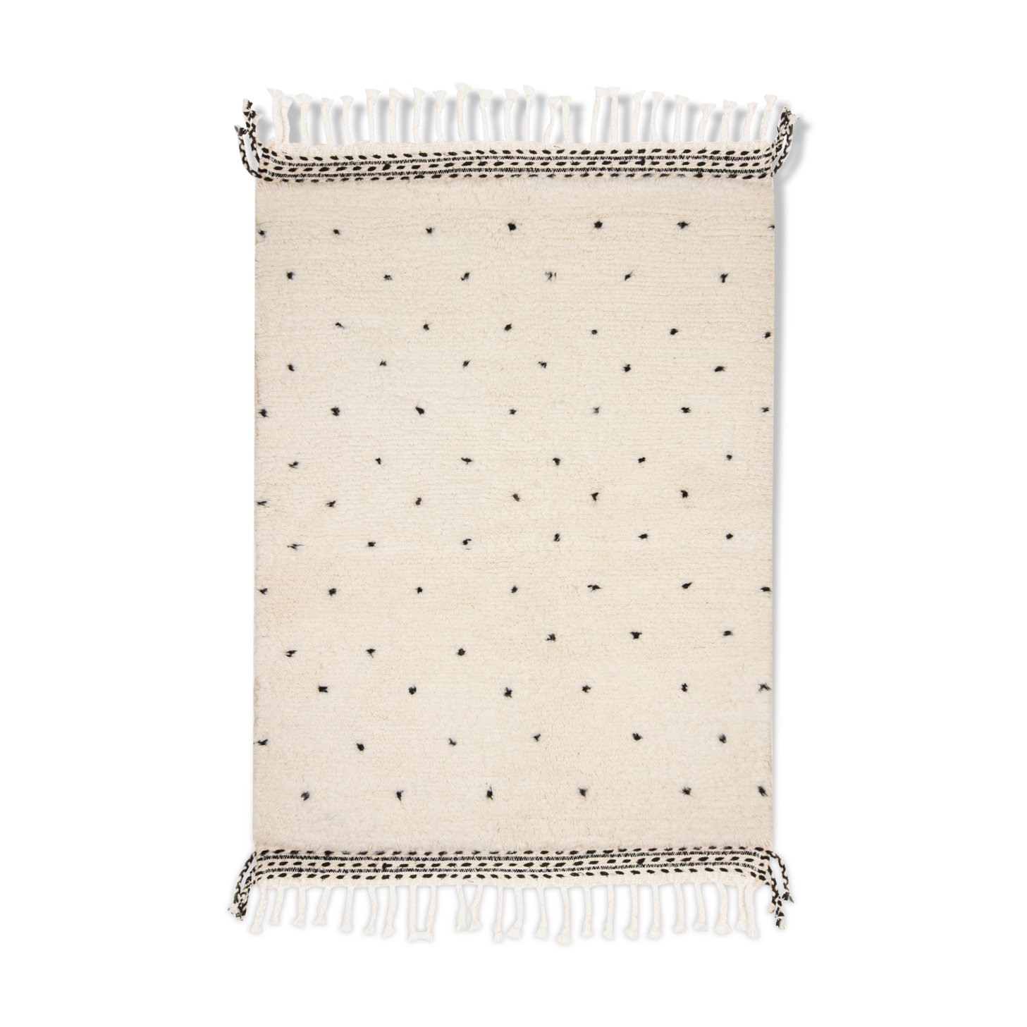 Berber carpet beni ourain ecru with blackheads 150 x 105 cm