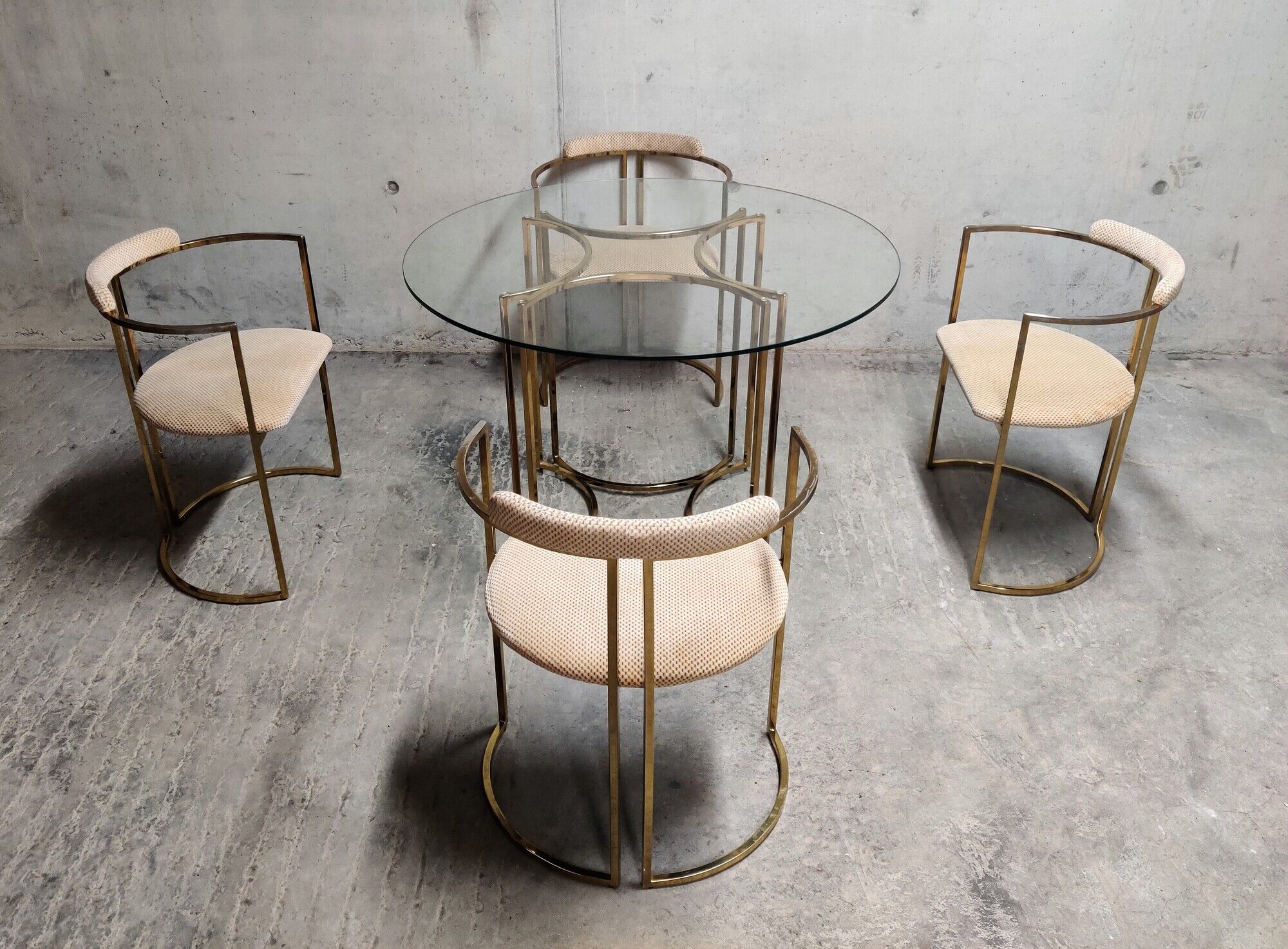Vintage brass dining room set by Belgochrom, 1970s