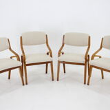 1970s ludvík volák four bentwood dining chairs in boucle fabric, czechoslovakia