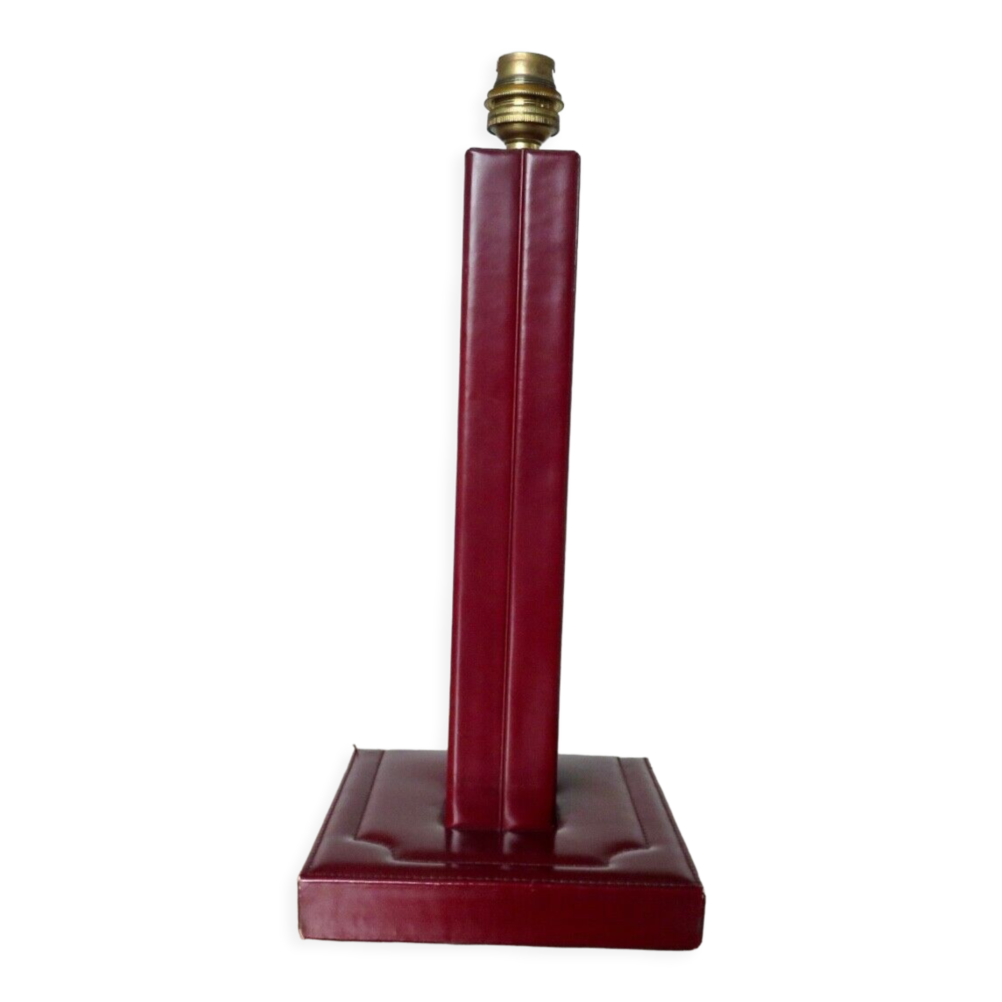 Lamp "the tanner" in burgundy leather 60s 70s