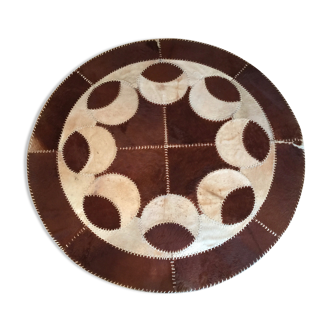 Round patterns vintage Cowhide rug 195cm