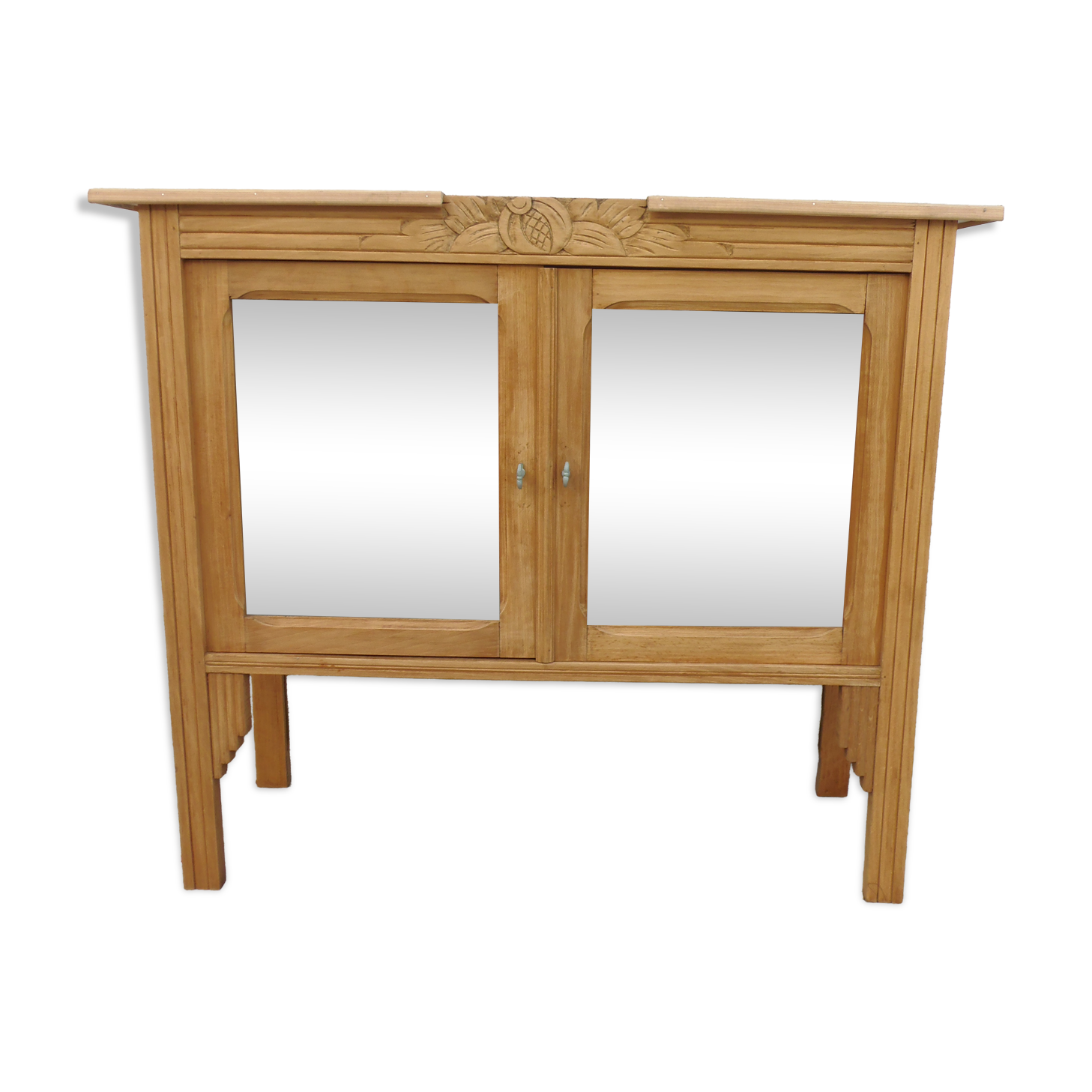 Art Deco sideboard in raw wood with a waxed finish.