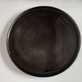 XXL Beretta Vallauris 1960 black glazed earthenware tray D34cm