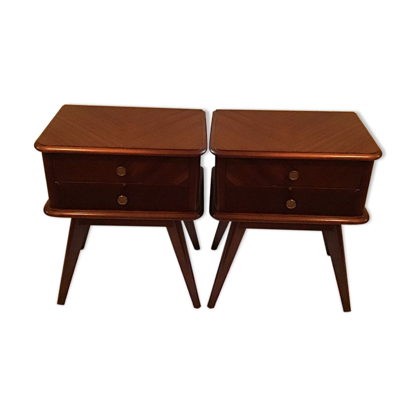 Pair of bedside tables Scandinavian feet 50's compass