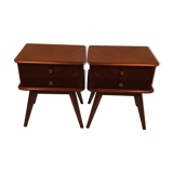 Pair of bedside tables Scandinavian feet 50's compass