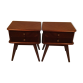 Pair of bedside tables Scandinavian feet 50's compass