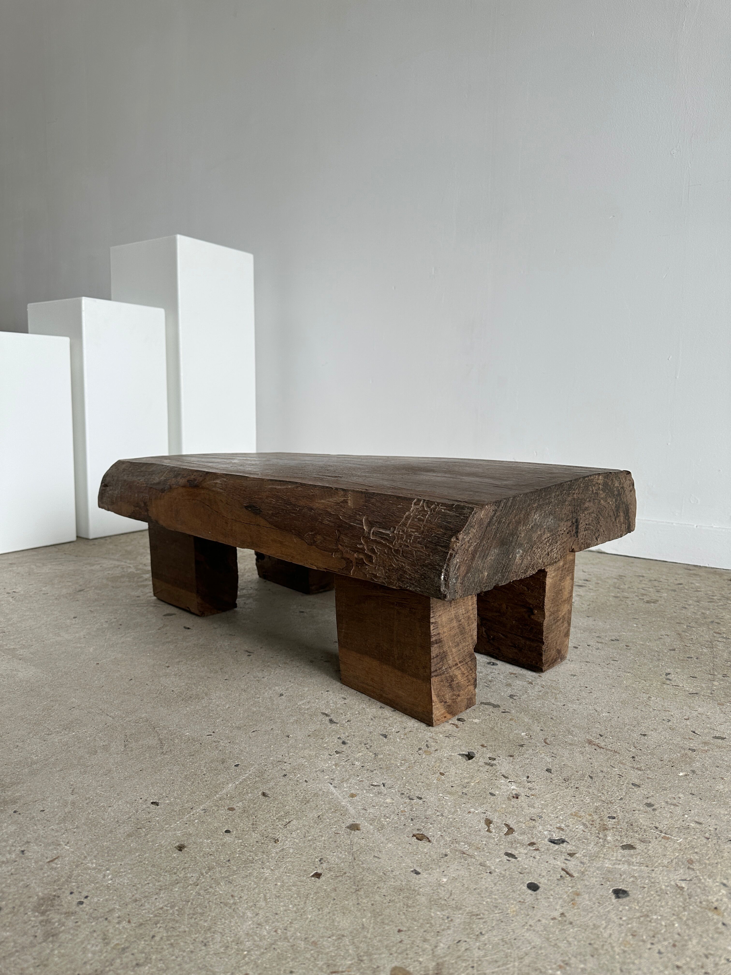Asian solid wood quadripod brutalist coffee table H30 L81 l42