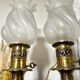 Pair of Napoleon III bronze and glass lamps