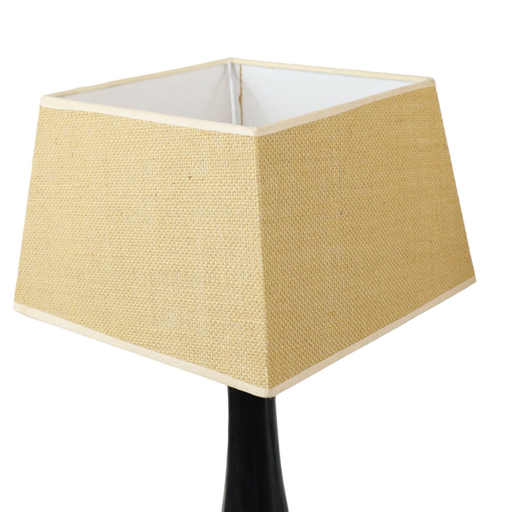 Pair of black metal table lamps lamps fabric shade parex vintage 58cm