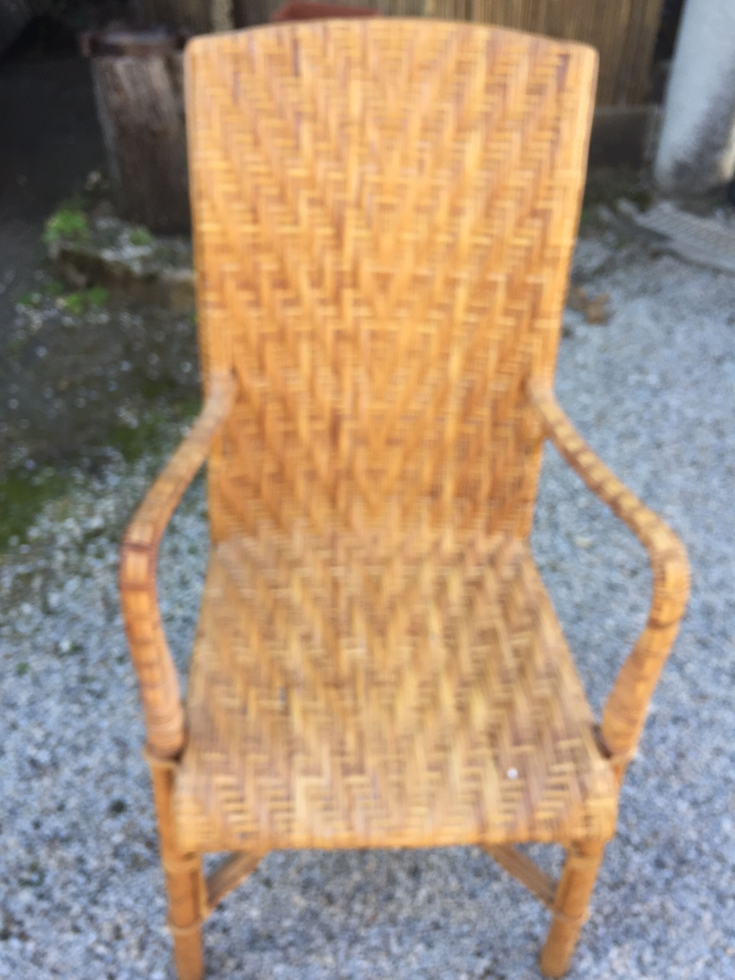 Armchair high back vintage rattan