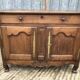 Antique Louis XV low chestnut sideboard with 2 doors and 1 drawer.