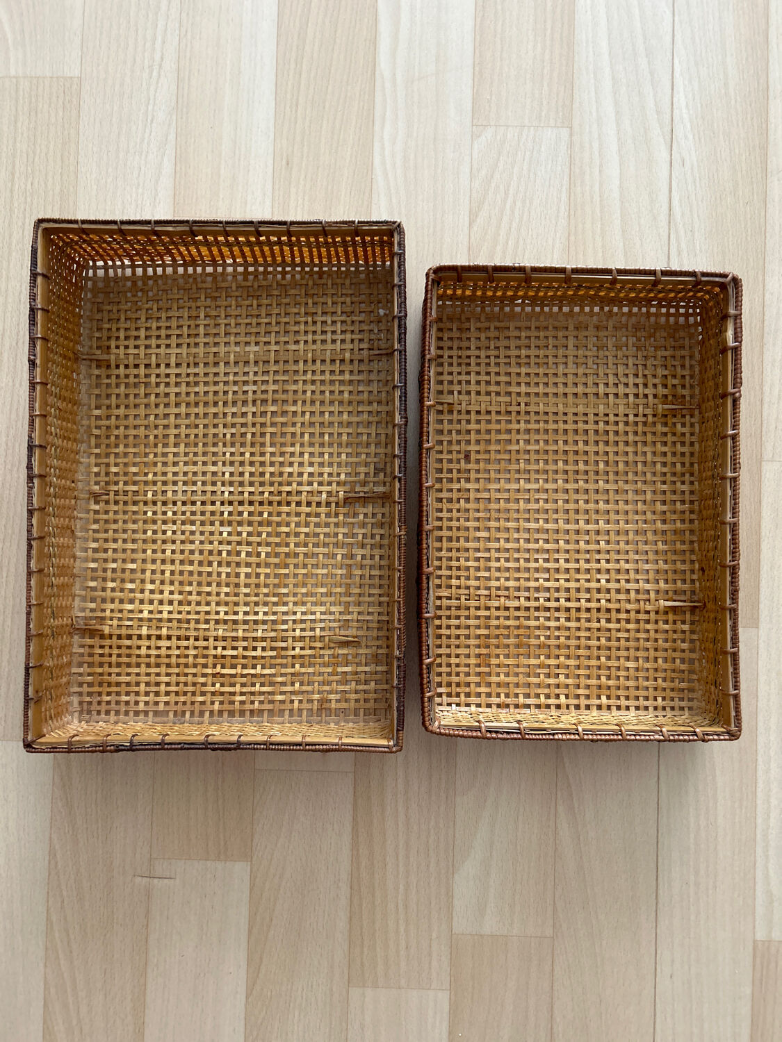 2 rattan baskets