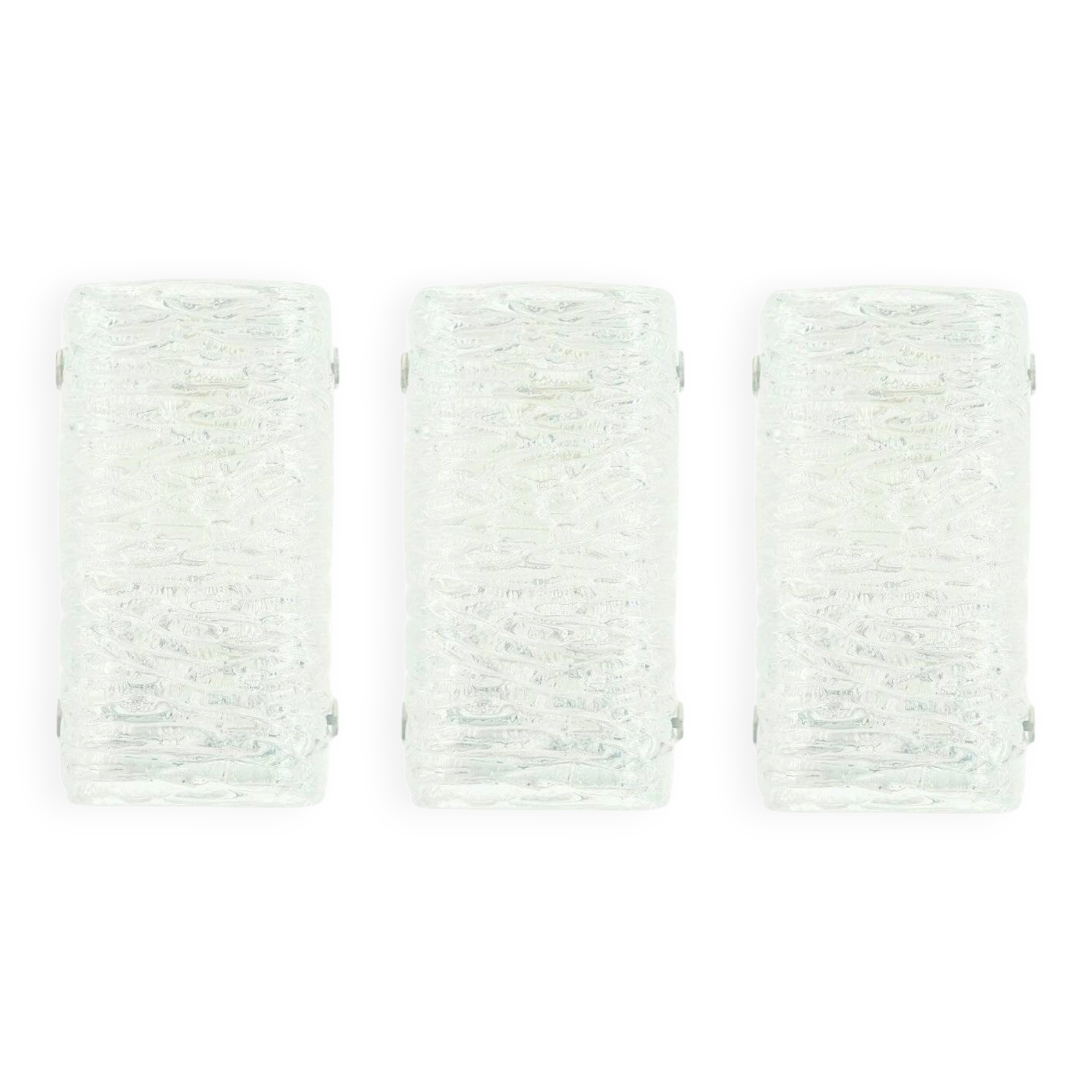 Set of 3 Mid-Century Modern Murano Ice Glass Wall Lights from Kaiser, 1960s
