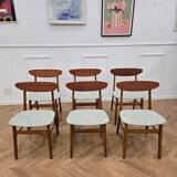 Set of 6 green fabric chairs