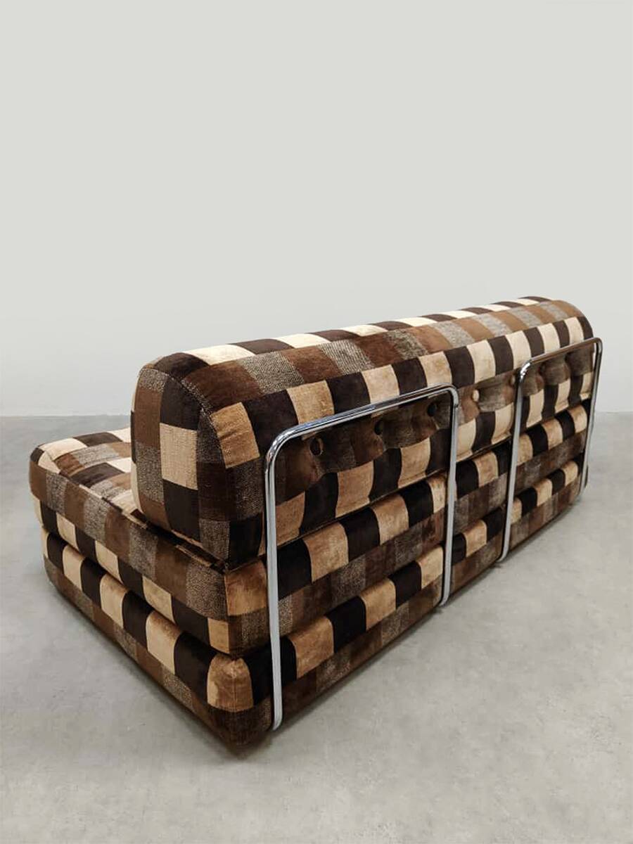 Canapé-lit convertible à carreaux, années 1970