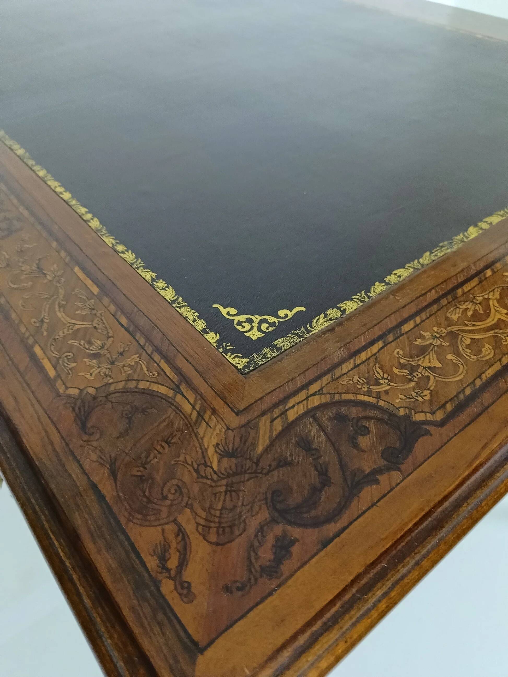 Louis XV style double-sided mahogany and rosewood flat desk