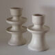 Set of two candlesticks in white tadelakt