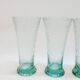 6 verres évasés en verre bleu soufflé bullé texturé pastis / orangeade / eau
