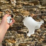 Antique brass and porcelain swan neck wall light.