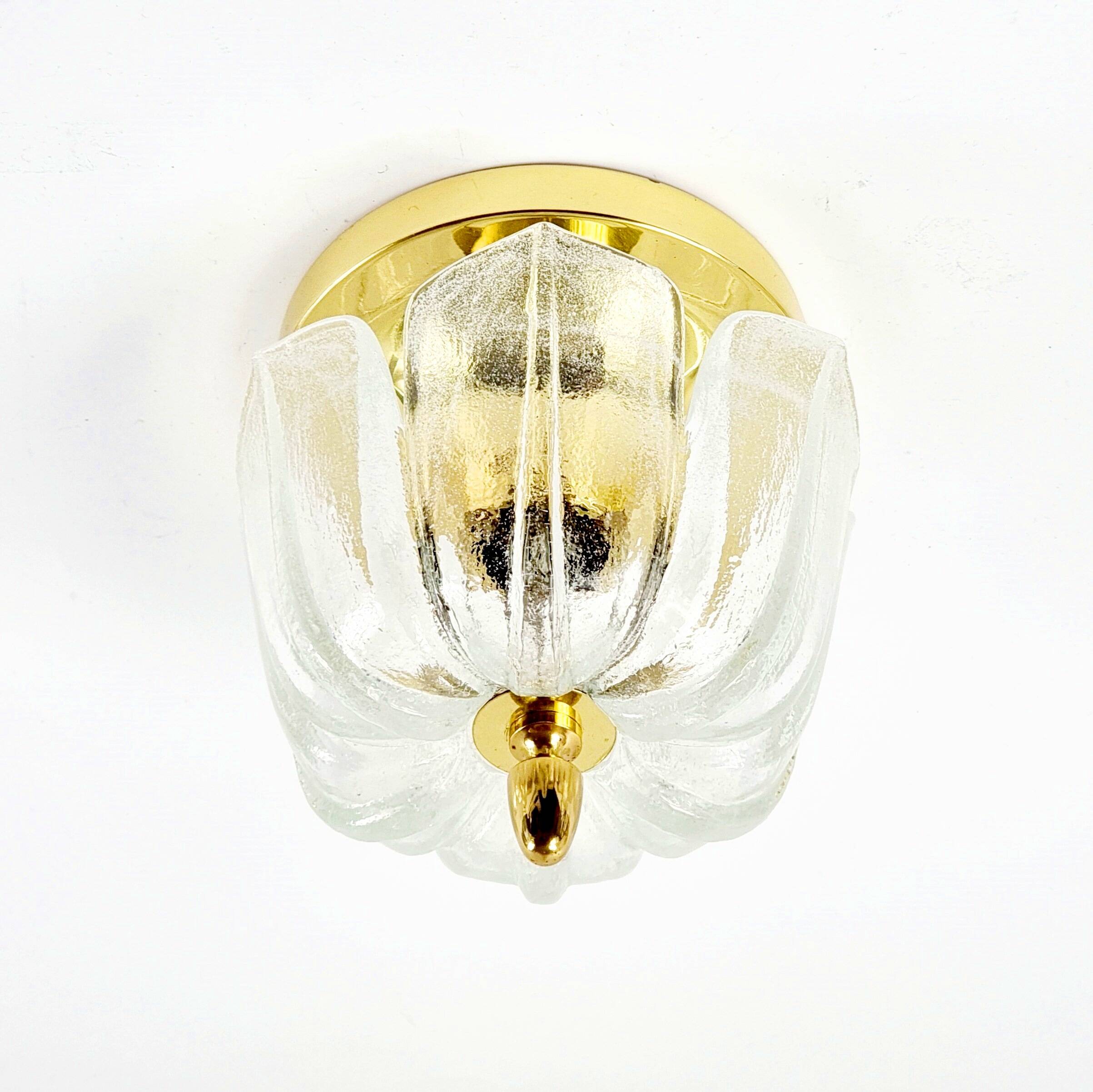 Mid-Century Modern Flower-Shaped Glass Flush Mount/Ceiling Light from Limburg, Germany, 1970s