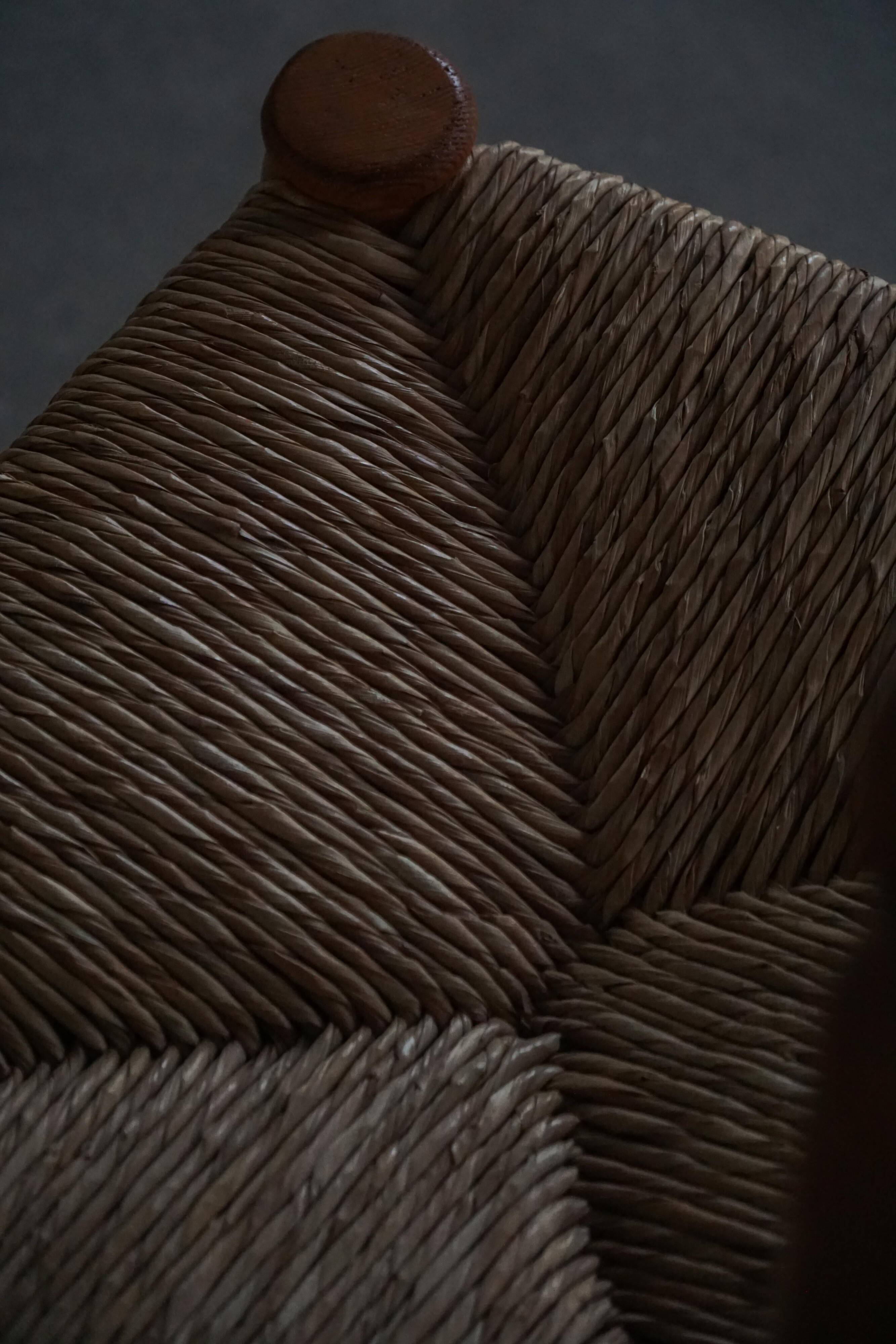 Set of 6 modern French brutalist chairs, in the style of Charles Dudouyt, made in the 1960s.