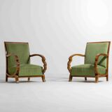 Curved art deco lounge chairs, Italy 1930s