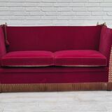 1960s, Danish velour 2 seater drop arm sofa, velour, original condition.