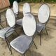 6 black and grey velvet medallion dining chairs with armrests