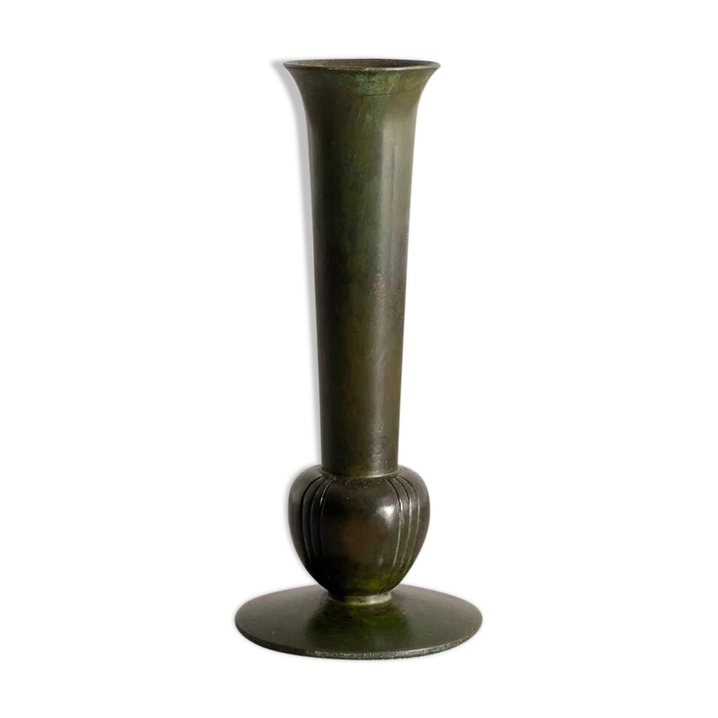 Vase en bronze patiné Graze par GAB, Suède années 1930
