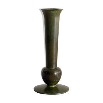 Vintage Swedish Modern Graze Patinated Bronze Vase by GAB, 1930s