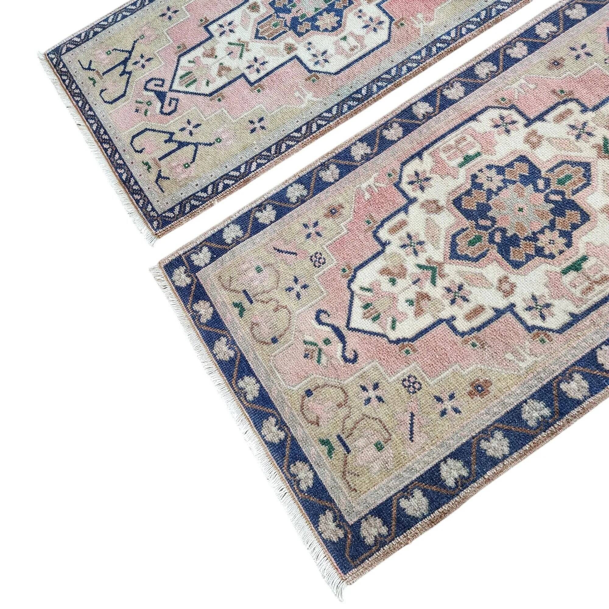 Set of 2 vintage handmade Turkish rugs 55x98 cm
