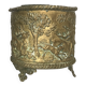 Antique Napoleon III Brass Planter with Embossed Hunting Scene Decor