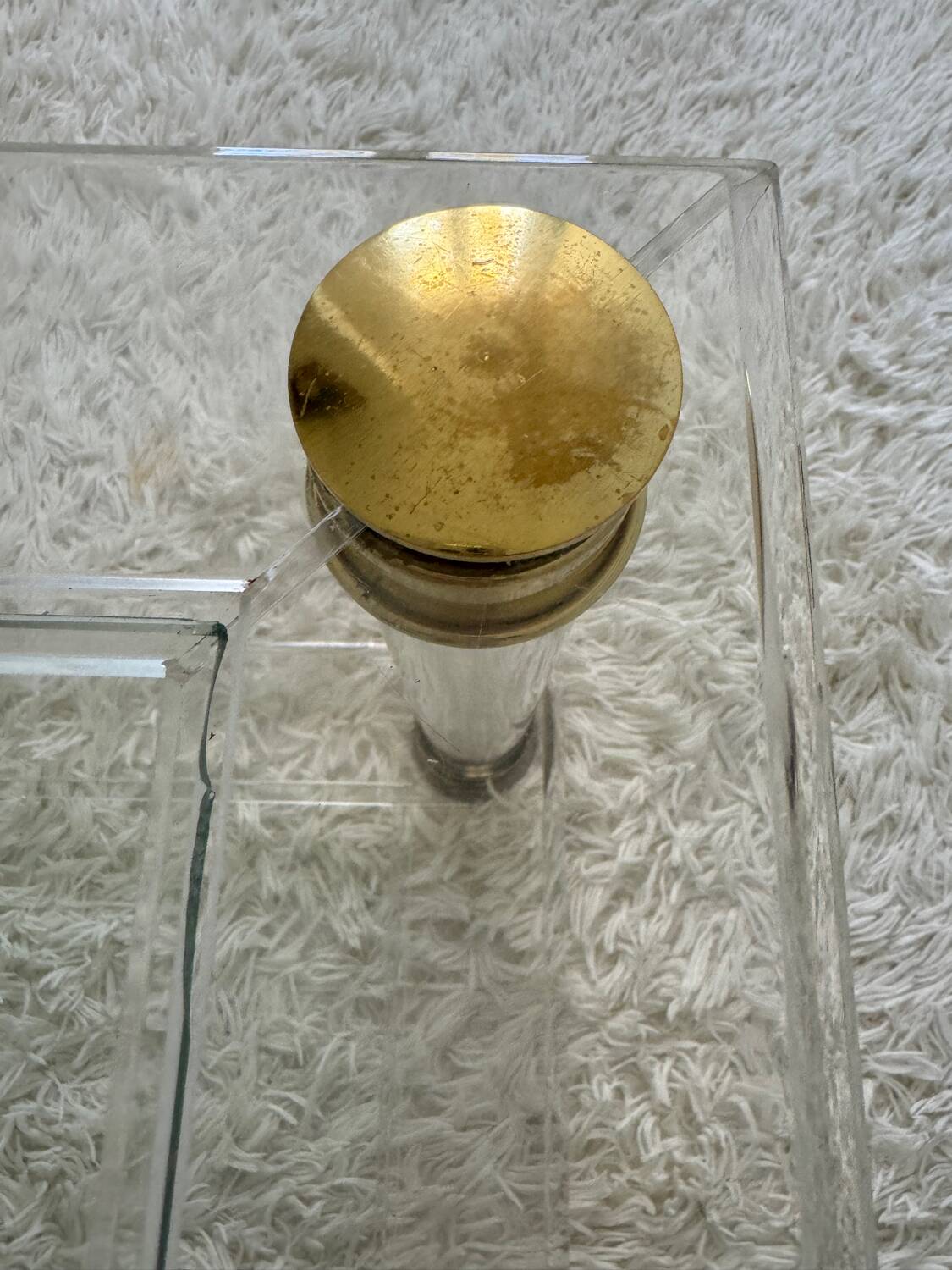 70s brass plexi coffee table
