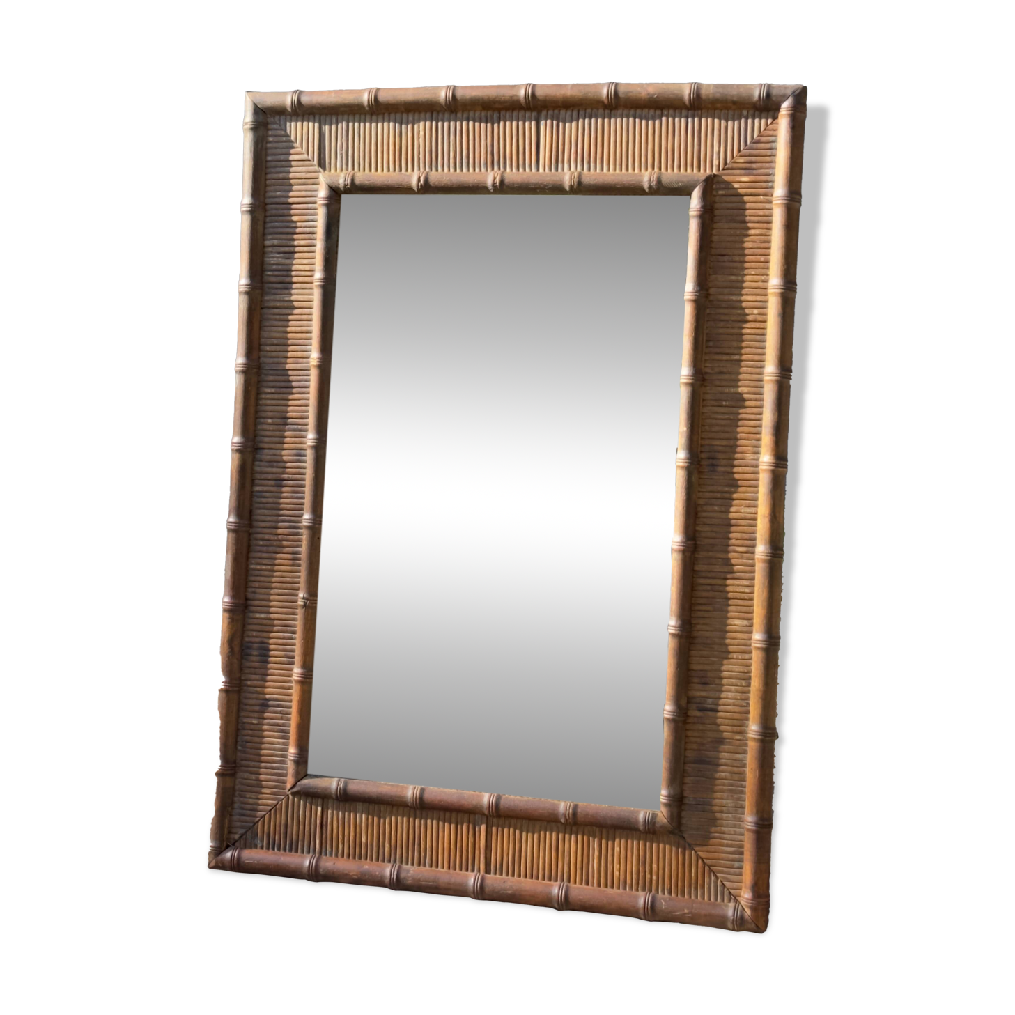 Bamboo and rattan mirror, 1960s-1970s