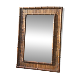 Miroir en bambou et rotin,