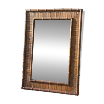 Bamboo and rattan mirror, 1960s-1970s