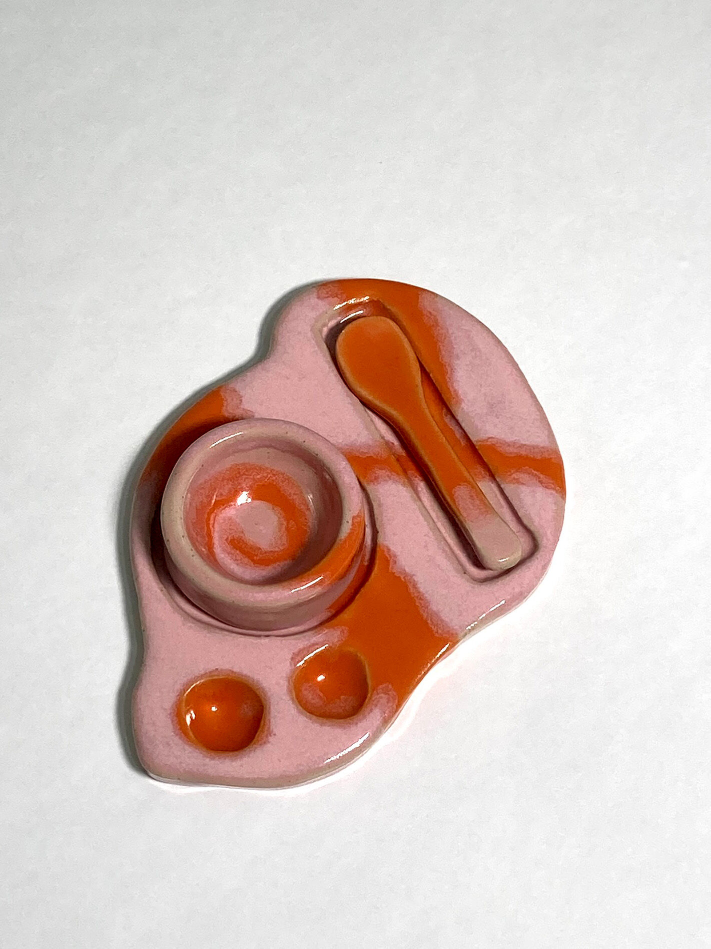 Pink and orange egg cup