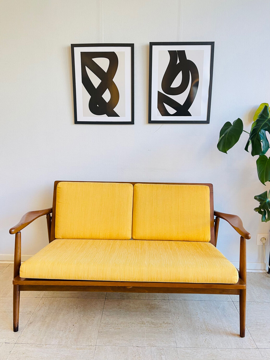 Scandinavian teak banquette for two, circa 1960.