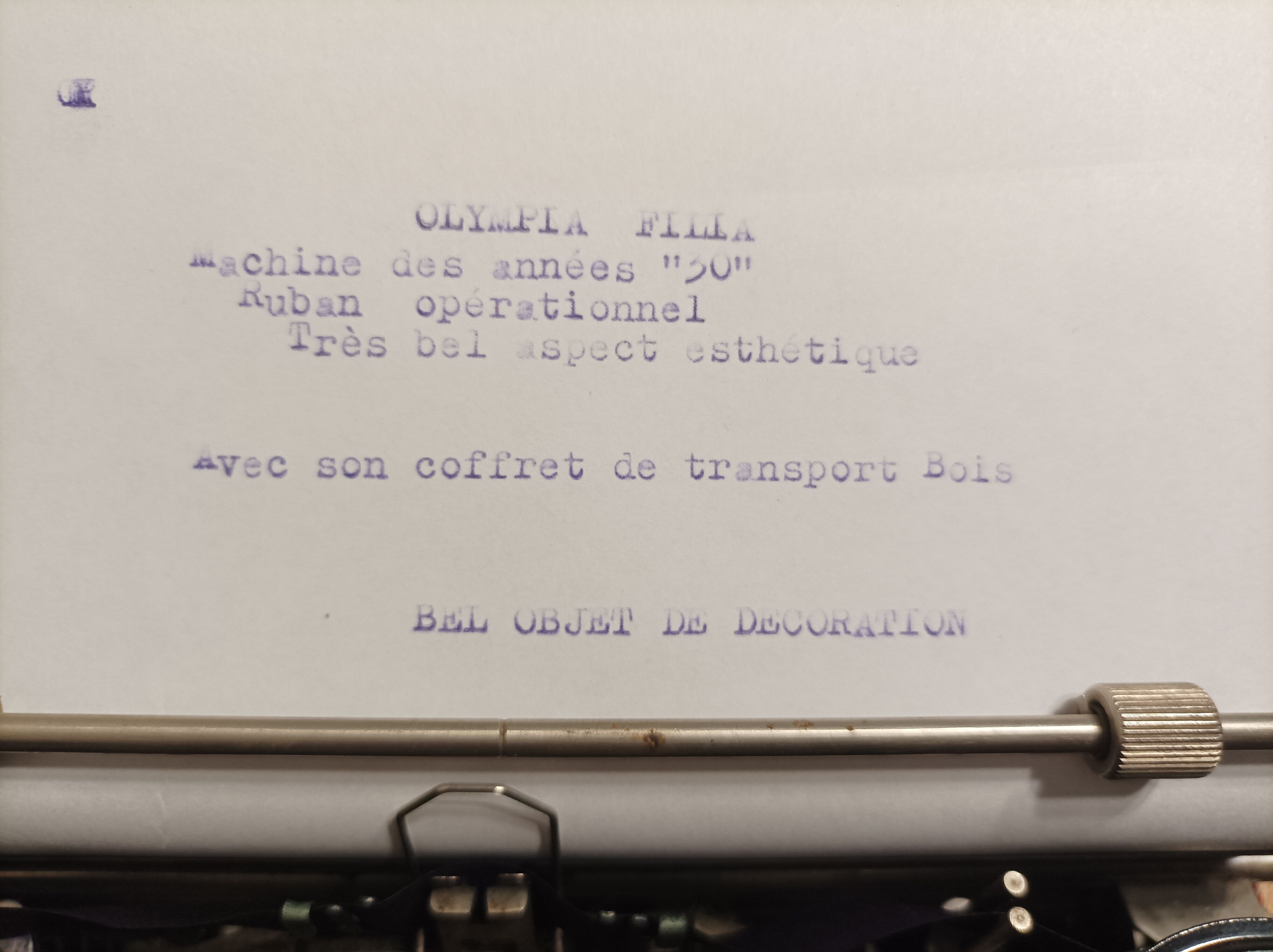 Olympia model Filia, typewriter 30s/40s Functional