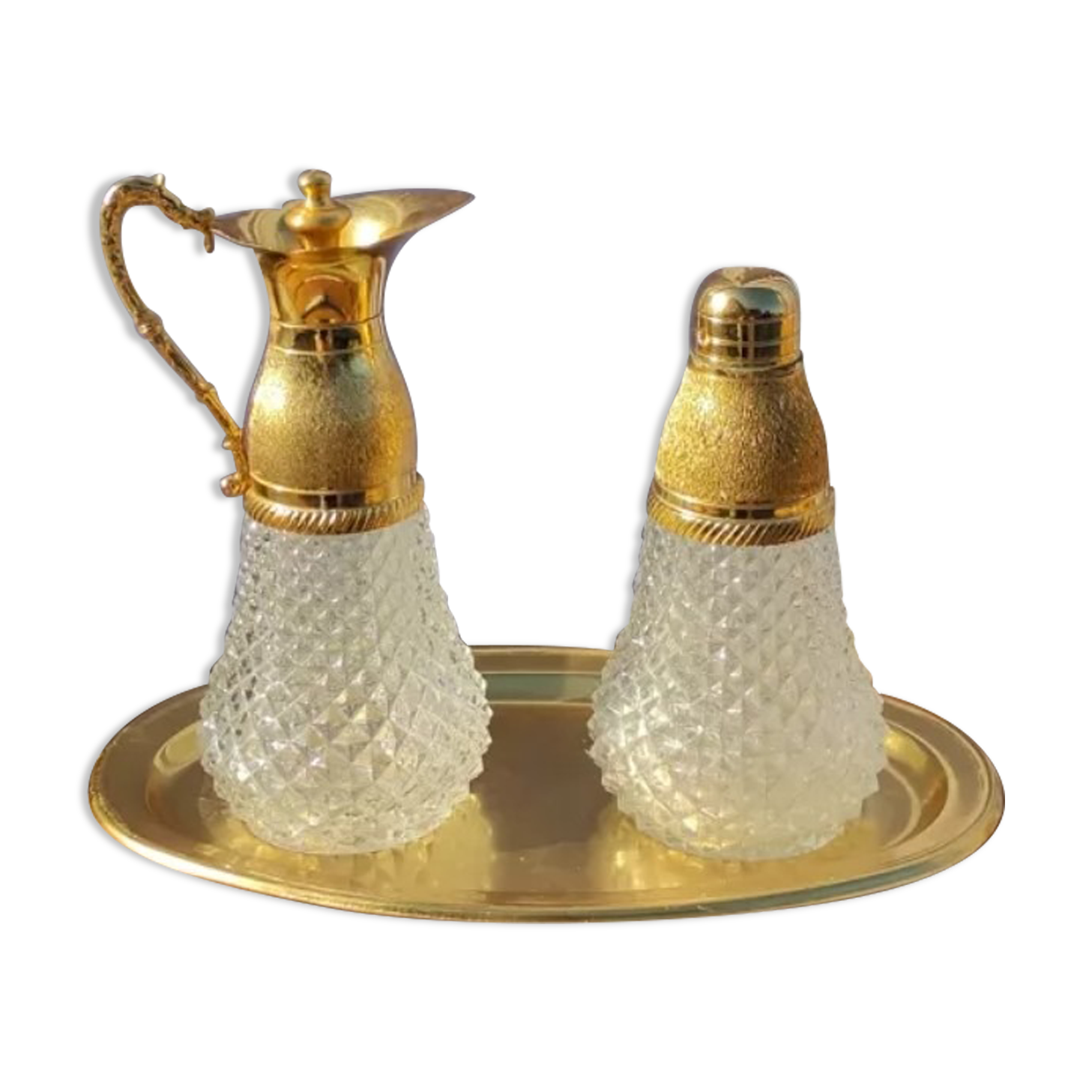 Vintage table set in chiseled glass and gilding