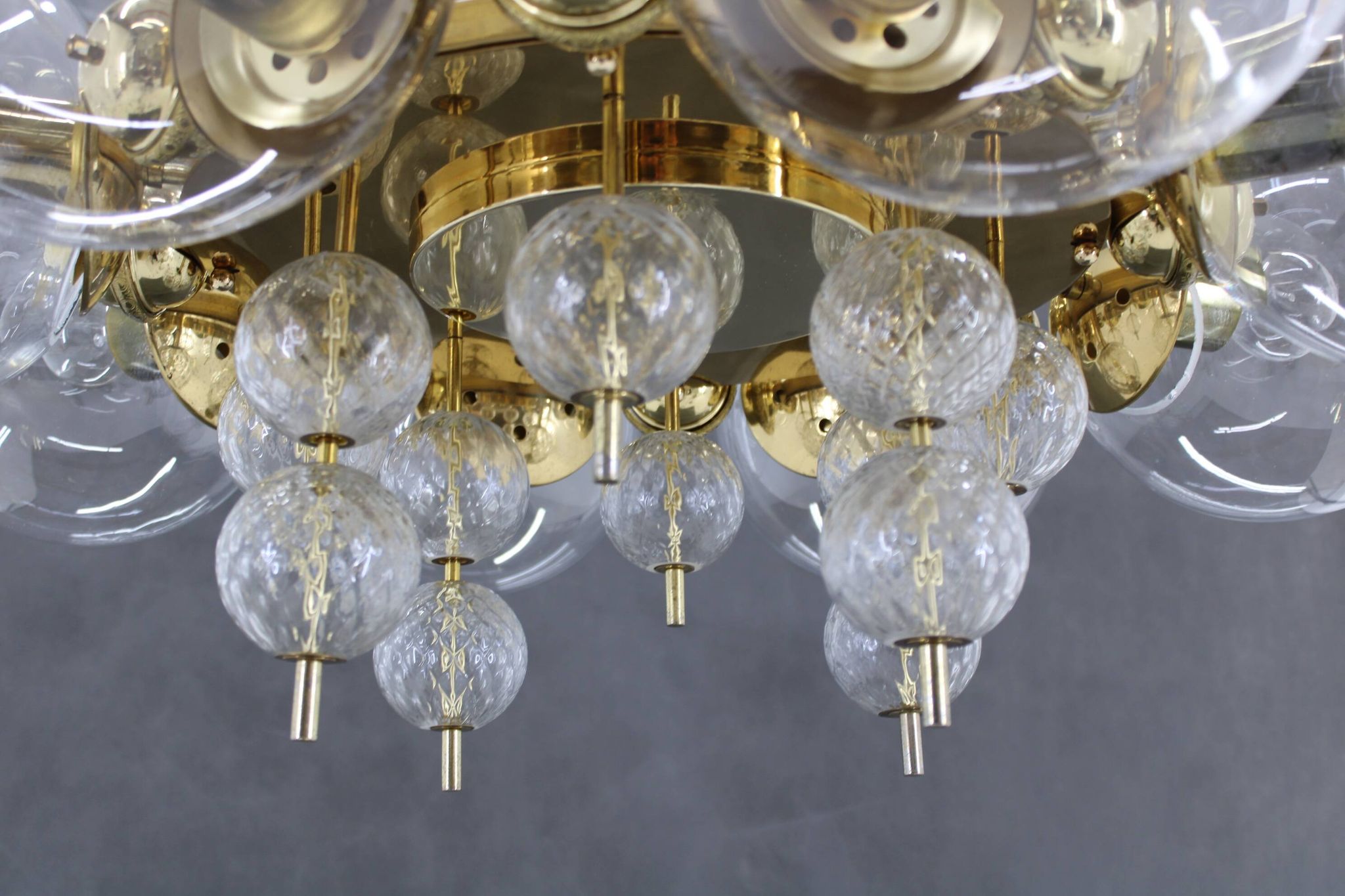 1970s Large Chandelier in Brass Finish by Kamenicky Senov ,up to 10 items