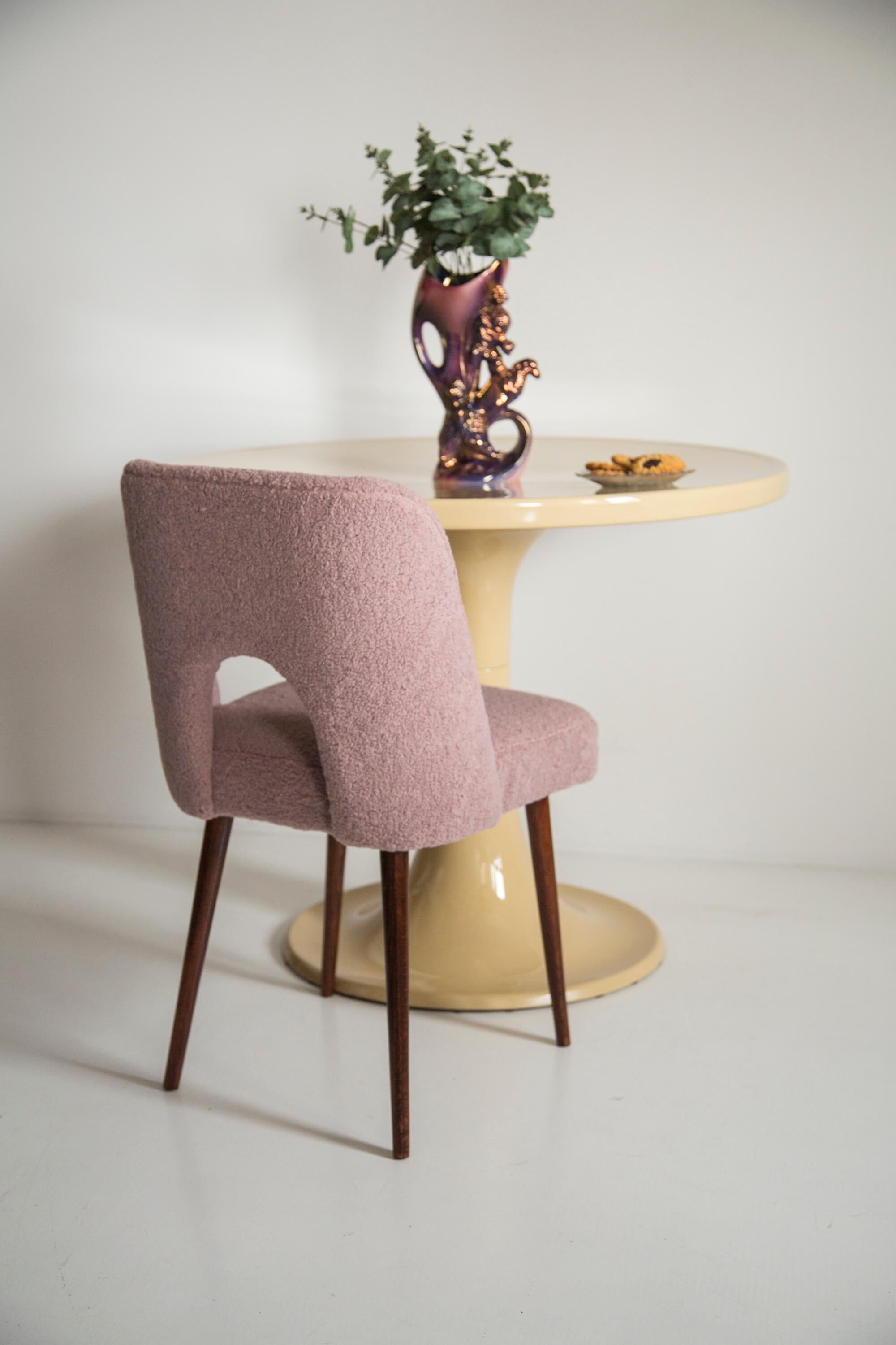Mid-century pink boucle shell chair, Europe, 1960s