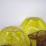 Set 2 Rare Vase Ovoïde signé F-T Legras Pare de verre Art deco 1930