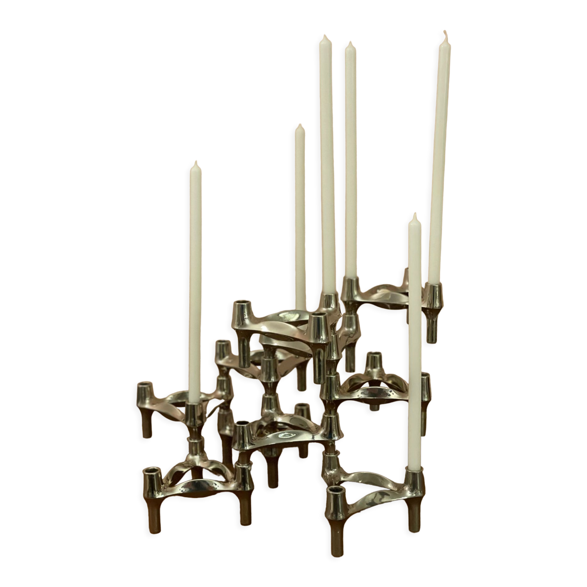 Set of 10 candle holders by Ceasar Stoffi and Fritz Nagel for Quist