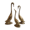 Trio of brass geese