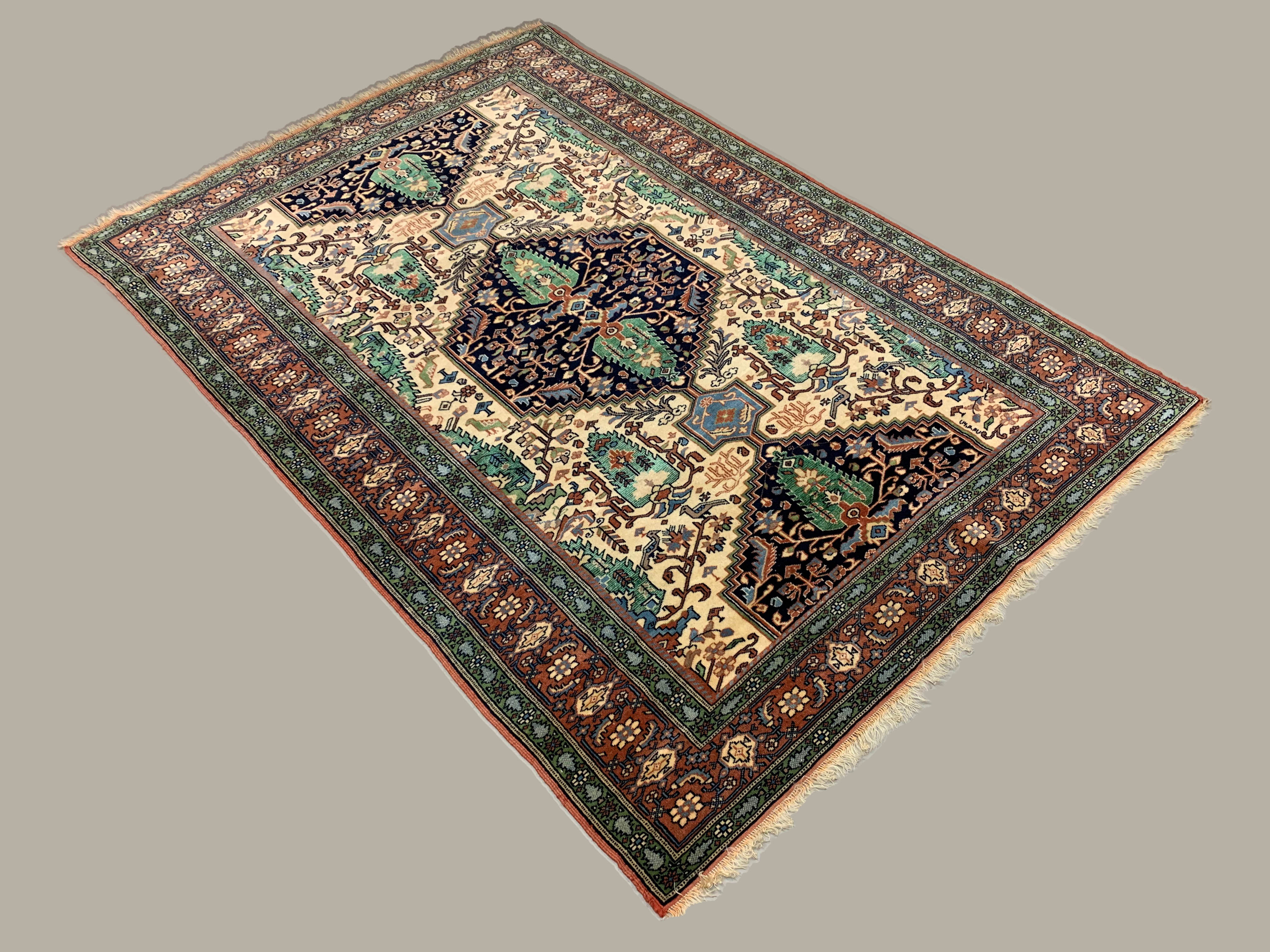 Vintage afghan ersari part silk rug 205x140 cm