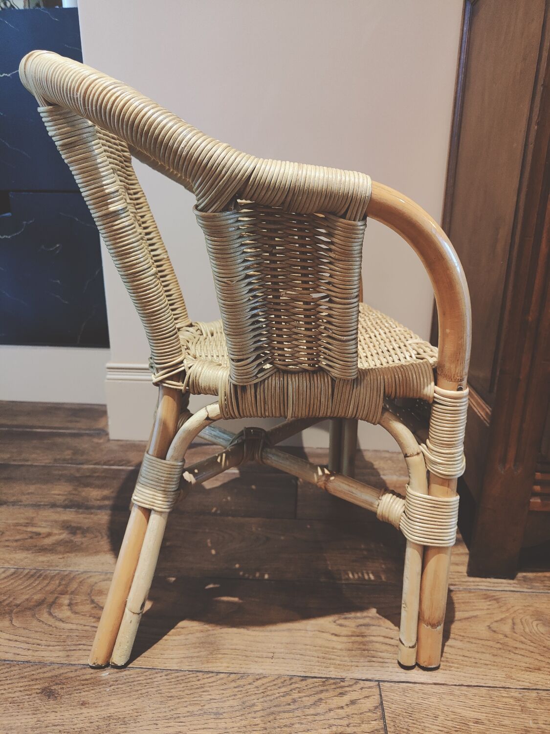 Child's chair in rattan and wicker